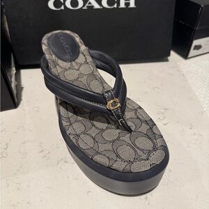 Coach Women's Navy Blue and Gray Sandals